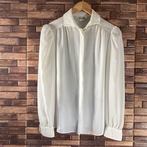 Vintage 70’s St John White Cream Blouse Size 6